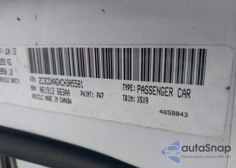 2012 Dodge Charger Police from USA, damaged, VIN 2C3CDXAGXCH305581